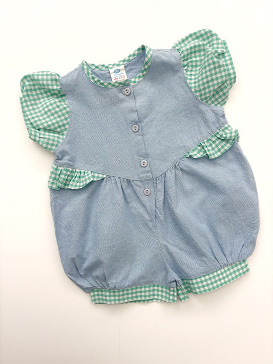Blue Vintage Baby Romper Age 3-6 Months