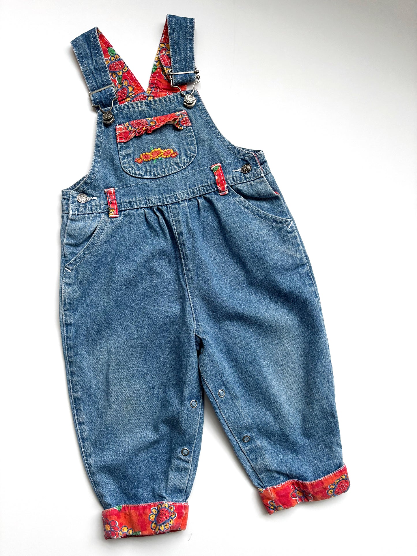Vintage Sunflower Dungarees Age 12-18 Months