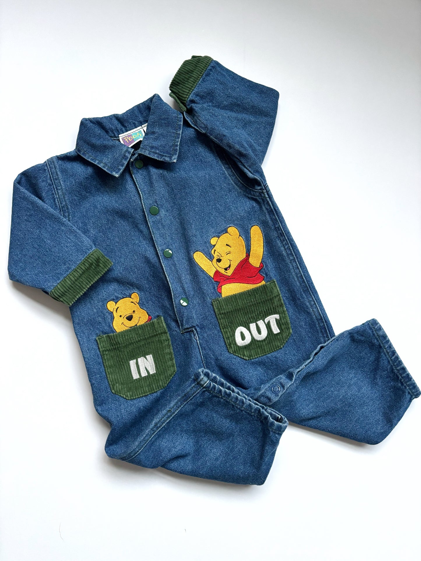 Vintage Winnie the Pooh Denim Romper Age 12 Months