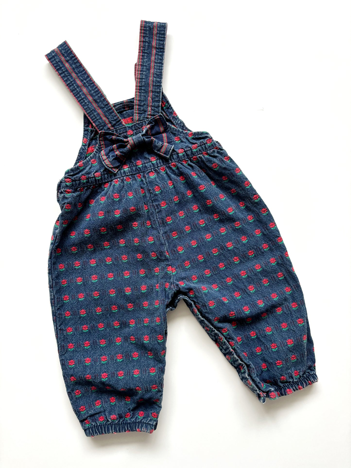 Vintage Blue & Red Oshkosh Dungarees Age 6-9 Months.