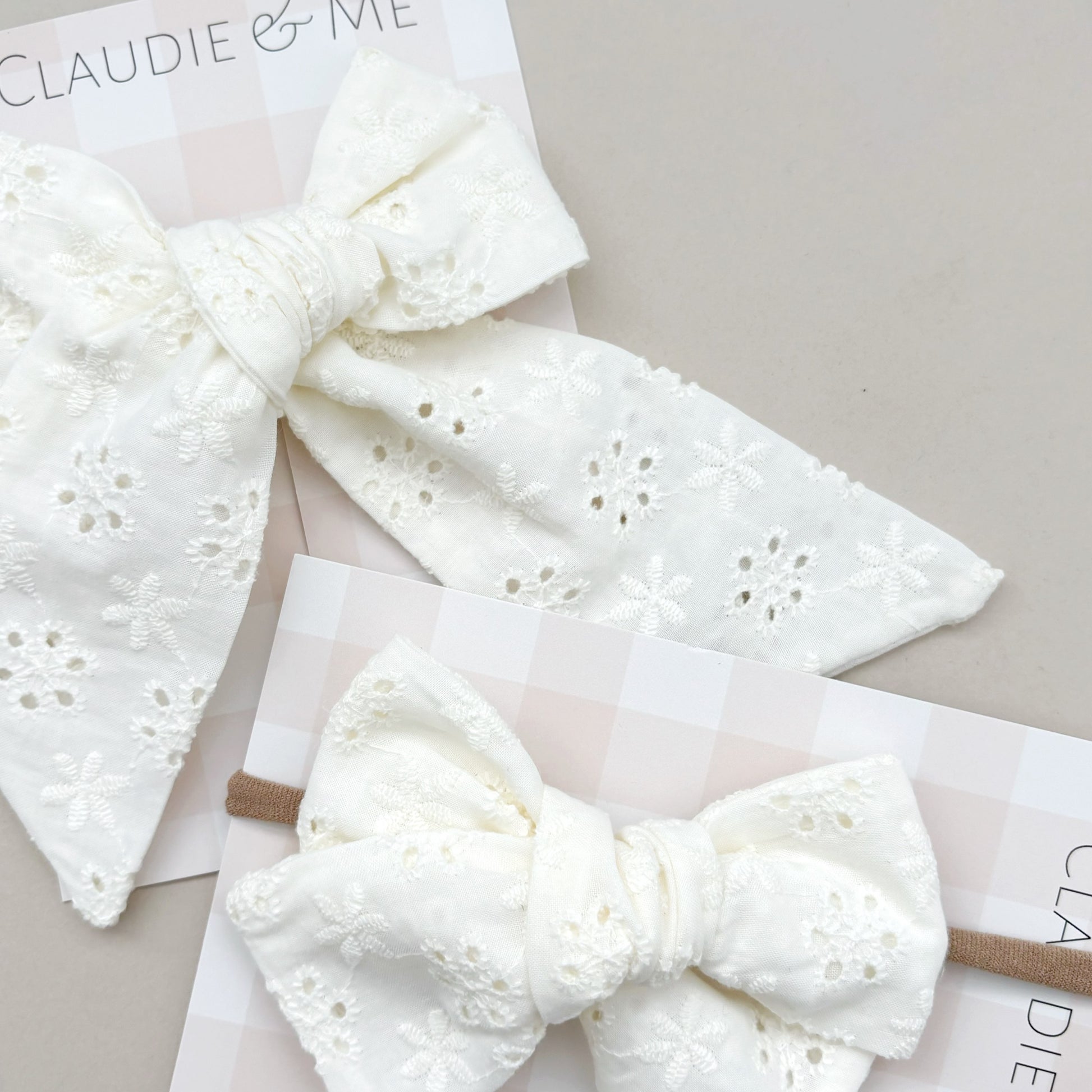 Oversized Cream Broderie Lace Bow image 1